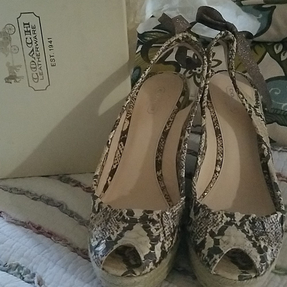 NIB COACH Maritza Platform Espadrille Wedges 9